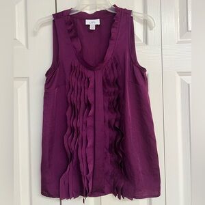 LOFT Rich Purple Ruffled Sleeveless Blouse